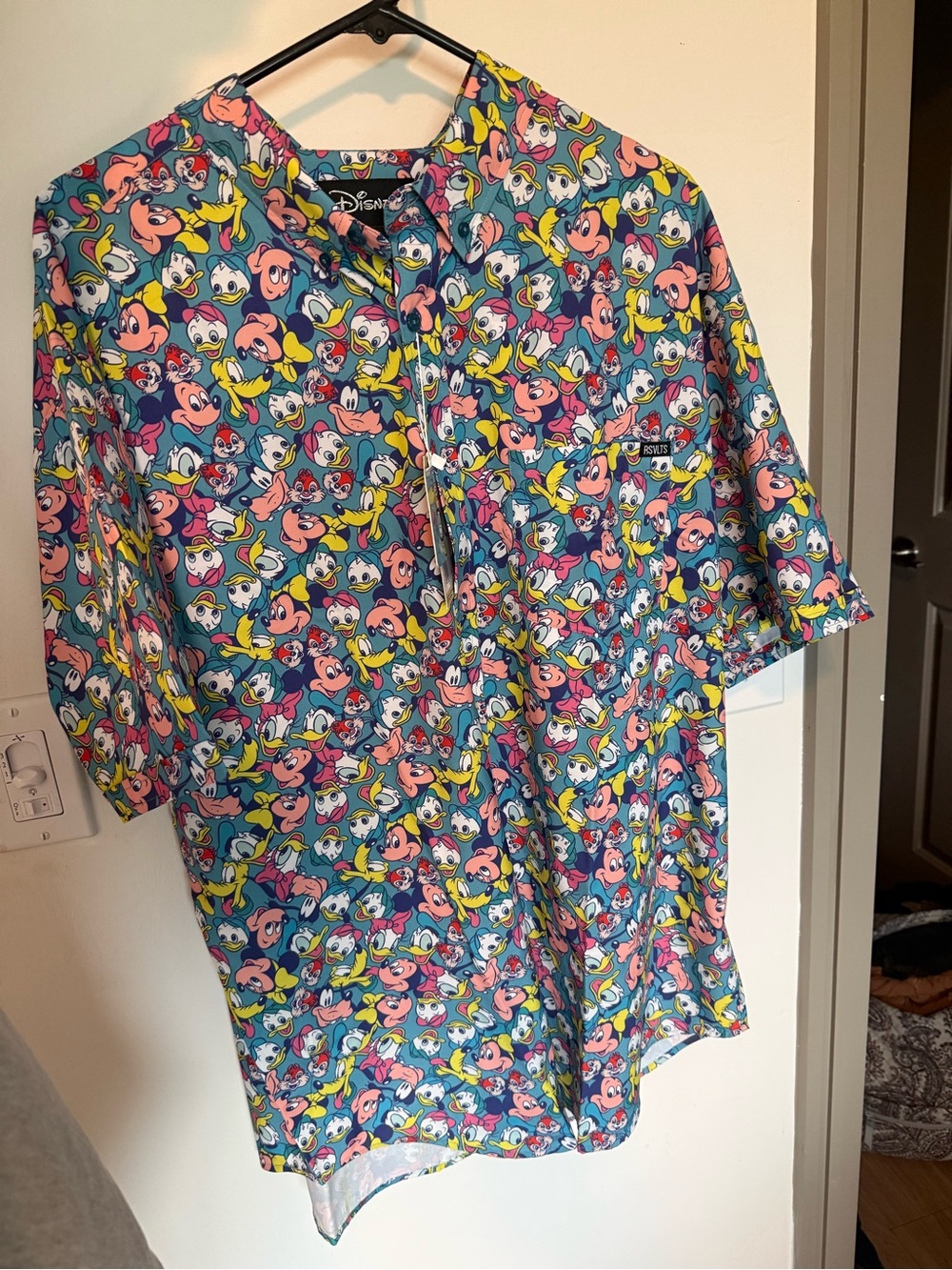 RSVLTS Disney Character-Print Casual Button-Down Shirt - Blue, Pink, Yellow